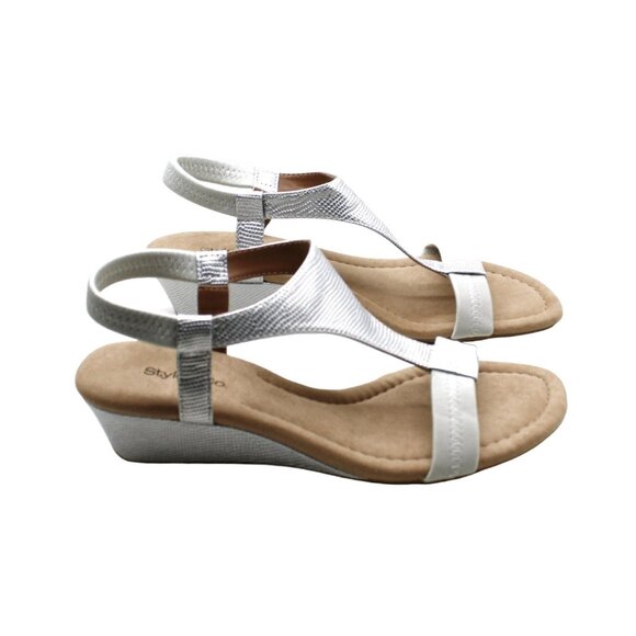 Style & Co Silver Wedge Sandals - Picture 4 of 8